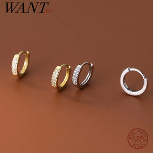 925 Silver CZ Circle Earrings Women Party Wedding Jewelry