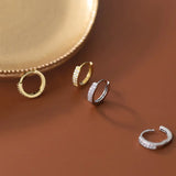 925 Silver CZ Circle Earrings Women Party Wedding Jewelry