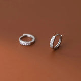 925 Silver CZ Circle Earrings Women Party Wedding Jewelry