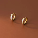925 Silver CZ Circle Earrings Women Party Wedding Jewelry