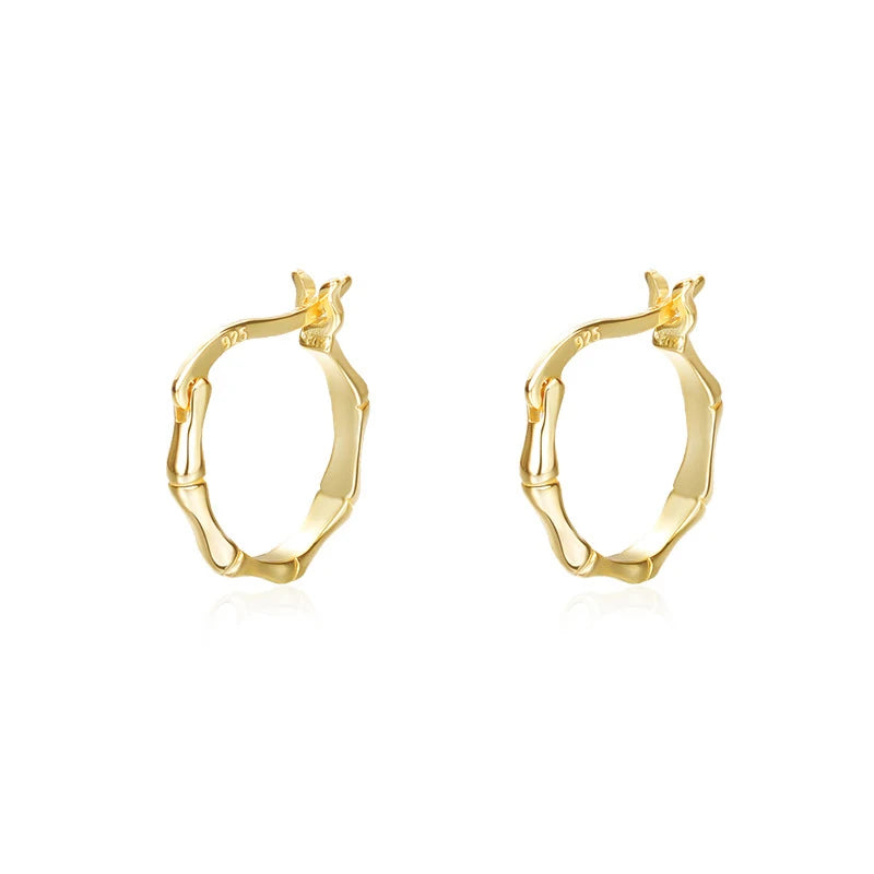 925 Silver Bamboo Statement Embrace Hoop Earrings for Women