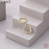 925 Silver Bamboo Statement Embrace Hoop Earrings for Women