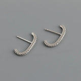 925 Silver Bar Zircon Stud Earrings Minimalist Design