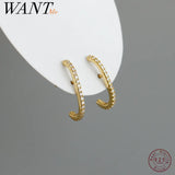 925 Silver Bar Zircon Stud Earrings Minimalist Design