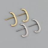 925 Silver Bar Zircon Stud Earrings Minimalist Design