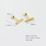 925 Silver Spiral Bead Small Stud Earrings Minimalist Women Jewelry