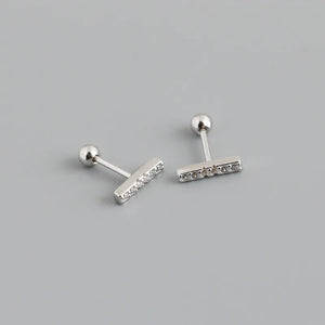 925 Silver Spiral Bead Small Stud Earrings Minimalist Women Jewelry