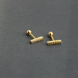 925 Silver Spiral Bead Small Stud Earrings Minimalist Women Jewelry
