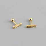 925 Silver Spiral Bead Small Stud Earrings Minimalist Women Jewelry