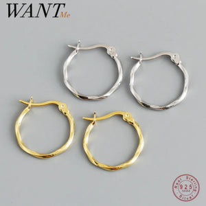 925 Silver Twist Circle Earrings Bohemian Style