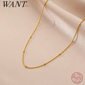925 Silver Cuban Link Chain Bead Charm Necklace Women Teen Jewelry