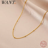 925 Silver Cuban Link Chain Bead Charm Necklace Women Teen Jewelry