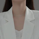 925 Silver Cuban Link Chain Bead Charm Necklace Women Teen Jewelry