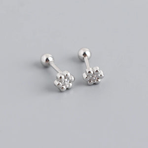 925 Silver Floral Bead Stud Earrings for Women