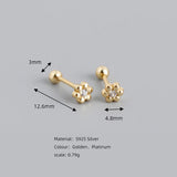 925 Silver Floral Bead Stud Earrings for Women
