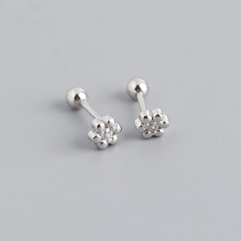 925 Silver Floral Bead Stud Earrings for Women
