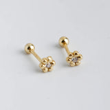 925 Silver Floral Bead Stud Earrings for Women