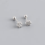 925 Silver Floral Bead Stud Earrings for Women