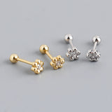 925 Silver Floral Bead Stud Earrings for Women