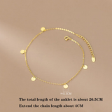 925 Silver Disc Cross Chain Anklet for Women Girl Gift