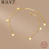 925 Silver Disc Cross Chain Anklet for Women Girl Gift