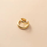 925 Silver Double Glossy Ear Clip Earrings Hip Hop Line No Piercing Ear Cuff