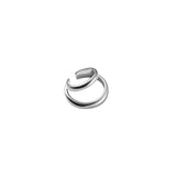 925 Silver Double Glossy Ear Clip Earrings Hip Hop Line No Piercing Ear Cuff