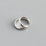 925 Sterling Silver Double Punk Gothic Ear Clip On Earrings