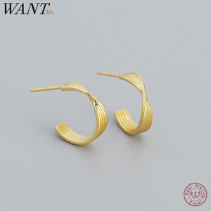 925 Silver Twist Stud Earrings for Women