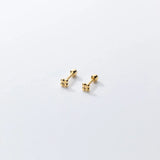 925 Silver 4-bead Statement Screw Stud Earrings for Baby Women