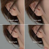 925 Silver Geometric Love Square Round Stud Earrings for Women
