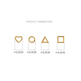 925 Silver Geometric Love Square Round Stud Earrings for Women