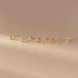 925 Silver Geometric Love Square Round Stud Earrings for Women