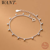 925 Silver Bead Chain Bracelet&Anklet for Women