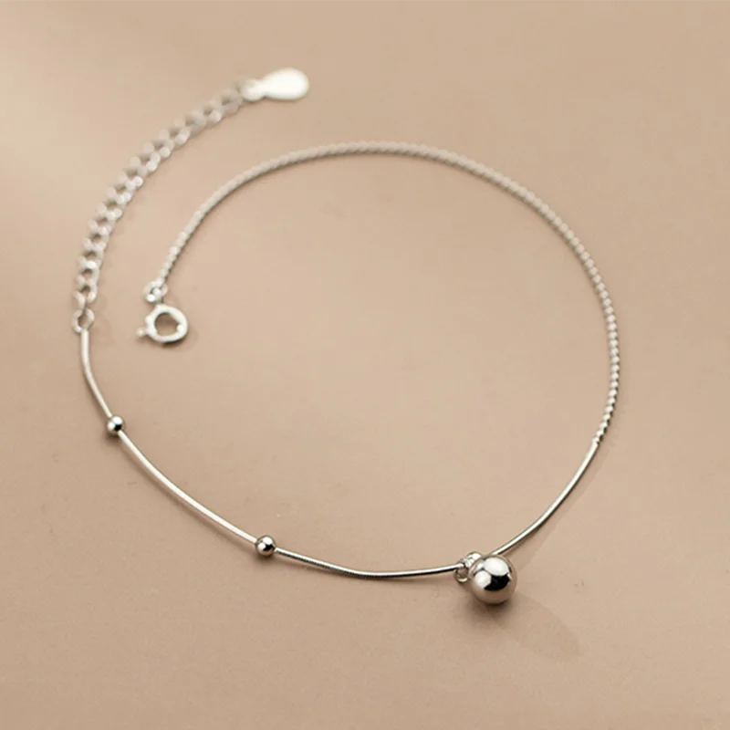 925 Silver Beads Bell Anklet European Wedding Jewelry