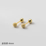 925 Silver Minimalist Bead Stud Earrings Glossy Frosted Finish Women Jewelry