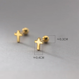 925 Silver Cross Beads Stud Earrings for Women Ear Piercing Jewelry