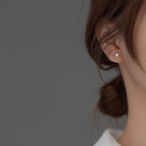 925 Silver Cross Beads Stud Earrings for Women Ear Piercing Jewelry