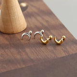 925 Silver Glossy Ear Bones Moon Spiral Beads Stud Earrings