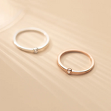 925 Silver Minimalist Zircon Ring Women Adjustable Jewelry