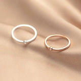 925 Silver Minimalist Zircon Ring Women Adjustable Jewelry