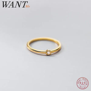 925 Silver Minimalist Zircon Ring Women Adjustable Jewelry