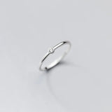 925 Silver Minimalist Zircon Ring Women Adjustable Jewelry