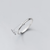 925 Silver Minimalist Zircon Ring Women Adjustable Jewelry