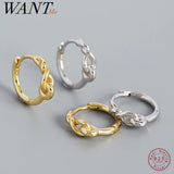 925 Silver Hand Knotted Piercing Ear Buckle Unisex Hoop Earrings