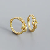 925 Silver Hand Knotted Piercing Ear Buckle Unisex Hoop Earrings