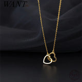925 Silver Hollow Heart Pendant Clavicle Necklace for Women