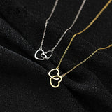 925 Silver Hollow Heart Pendant Clavicle Necklace for Women