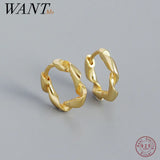 925 Sterling Silver Irregular Twist Hoop Earrings