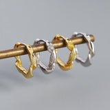 925 Sterling Silver Irregular Twist Hoop Earrings